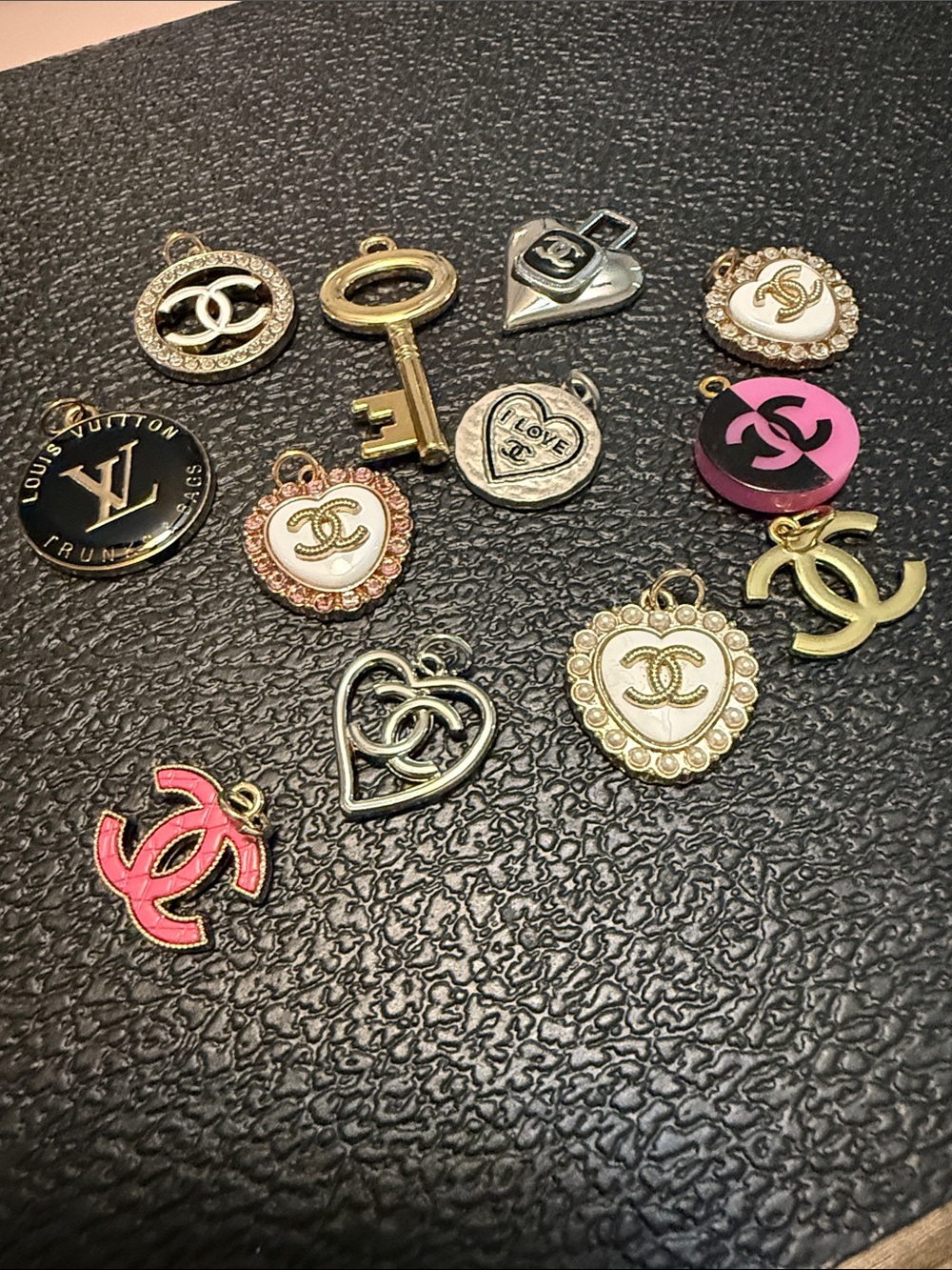 Send offers! Assorted CC and Designer Logo Charms - Gold, Pink, White, Black